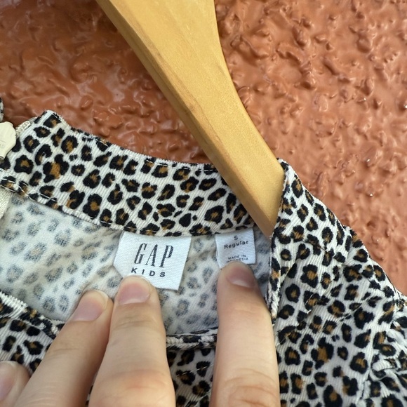 GAP Kids Tan and Brown Cheetah Print Corduroy Holiday Dress Girl's Size Small - Picture 4 of 5